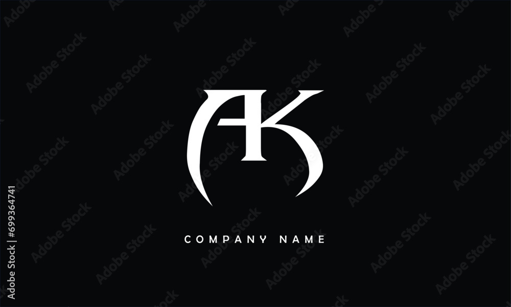 KA, AK, K, A Abstract Letters Logo Monogram - obrazy, fototapety, plakaty 