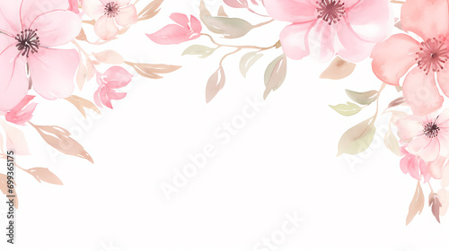 Floral frame with watercolor flowers  decorative floral background pattern