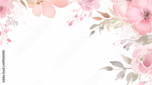 Wallpaper Mural Floral frame with watercolor flowers, decorative floral background pattern Torontodigital.ca