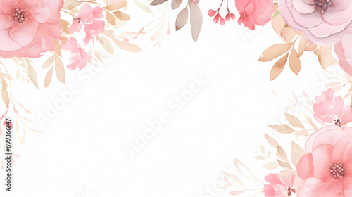 Floral frame with watercolor flowers, decorative floral background pattern