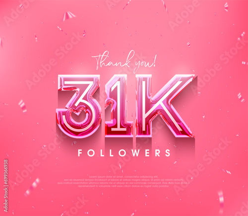 31k followers design for a thank you. in a soft pink color.