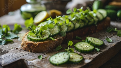 cucumber sandwiches on cutting board  