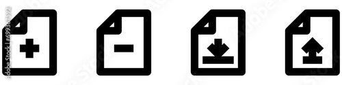 document paper icon button  add and remove file icon  upload and download