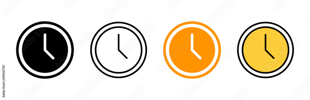 Clock icon set vector. Time sign and symbol. watch icon Clock icon set vector. Time sign and symbol. watch icon