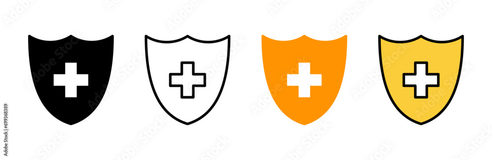 Fototapeta premium Health insurance icon set vector. Insurance document sign and symbol