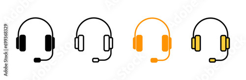 Headphone icon set vector. headphone sign and symbol