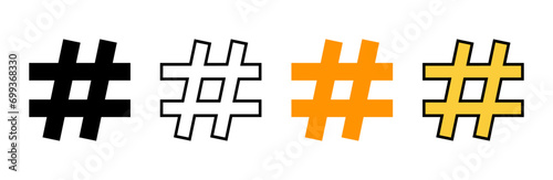 Hashtag icon set vector. hashtag sign and symbol