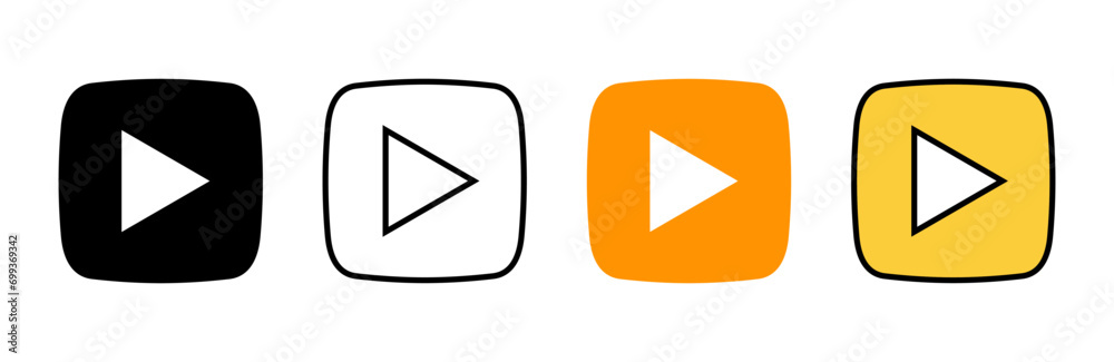 Play Icon set vector. Play button sign and symbol Play Icon set vector. Play button sign and symbol