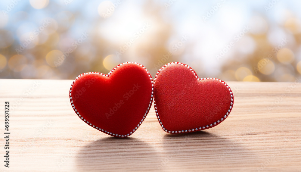 Romantic heart on wooden table, symbol of love generated by AI Romantic heart on wooden table, symbol of love generated by AI