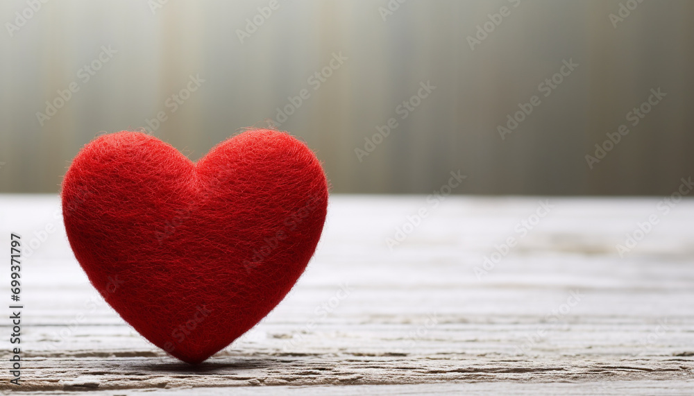 Love symbol on wooden table, romantic backdrop generated by AI Love symbol on wooden table, romantic backdrop generated by AI