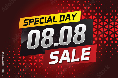 8.8 Special day sale word concept vector illustration with ribbon and 3d style for use landing page, template, ui, web, mobile app, poster, banner, flyer, background, gift card, coupon	
