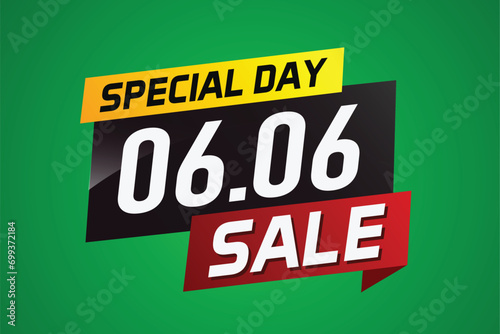6.6 Special day sale word concept vector illustration with ribbon and 3d style for use landing page, template, ui, web, mobile app, poster, banner, flyer, background, gift card, coupon	