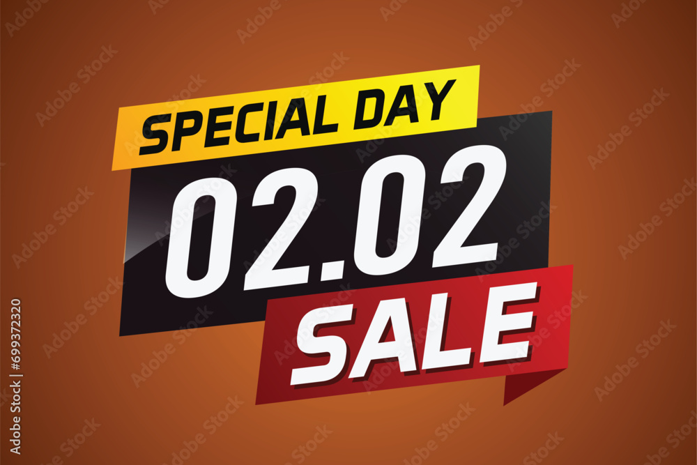 Obraz premium 2.2 Special day sale word concept vector illustration with ribbon and 3d style for use landing page, template, ui, web, mobile app, poster, banner, flyer, background, gift card, coupon 