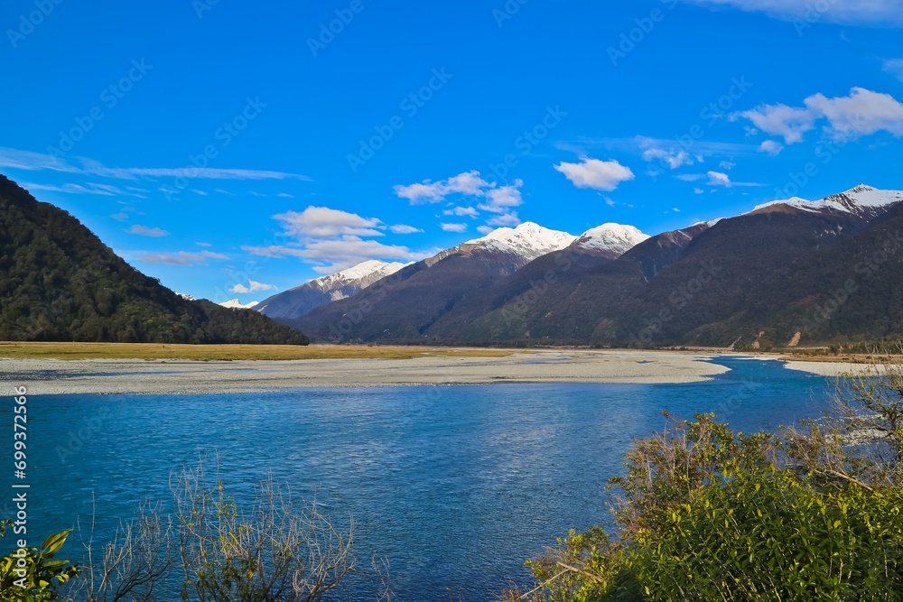 Naklejka premium Beautiful Haast river in West Coast South Island New Zealand