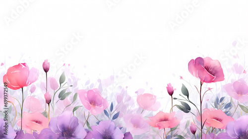 Floral frame with watercolor flowers, decorative floral background pattern