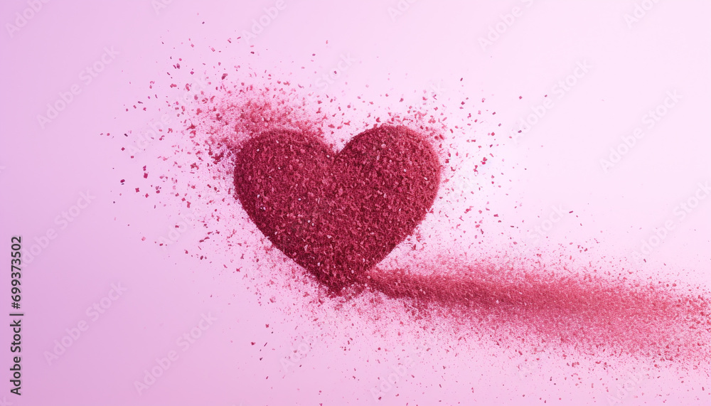 Love in heart shape, pink romance backdrop generated by AI