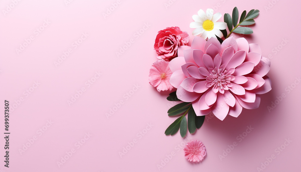 Pink flower blossom in nature, a romantic gift generated by AI