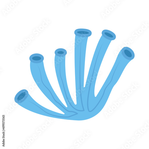 Coral reef illustration. Vector set of colored corals and seaweeds silhouettes. Underwater coral reef and sea kelp in flat style. Aquarium plants illustration.