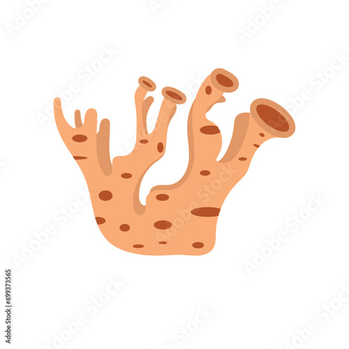Coral reef illustration. Vector set of colored corals and seaweeds silhouettes. Underwater coral reef and sea kelp in flat style. Aquarium plants illustration.