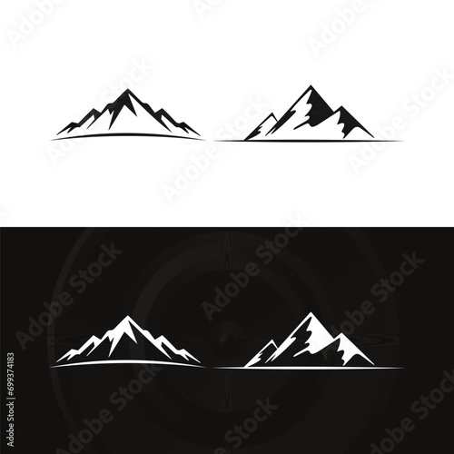 different mountain ranges silhouette collection set