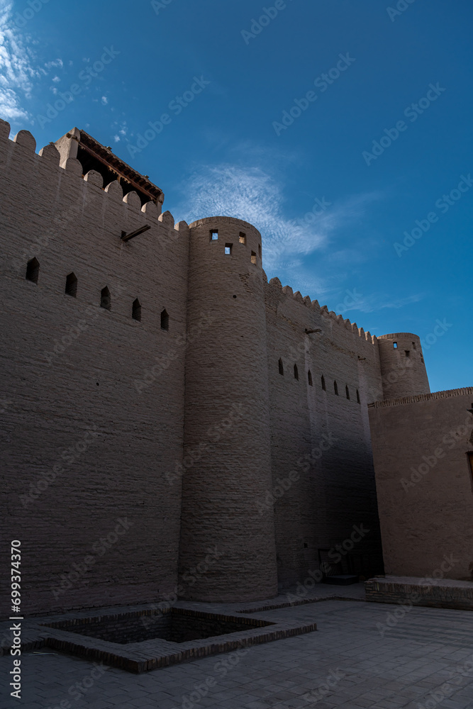 Ark fortress gates in Khiva Old Town, Uzbekistan