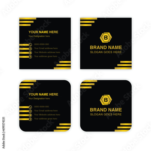Print ready square business card design template rounded name card mockup101