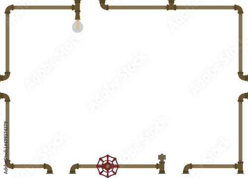 Steampunk plumbing frame Copper material with solid color

