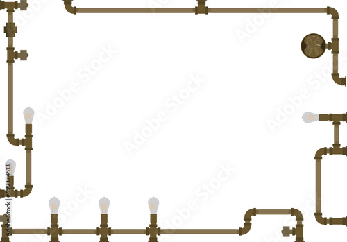 Steampunk plumbing frame Copper material with solid color
