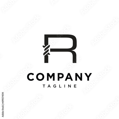 Letter R Fence Thorns Logo icon vector template.eps