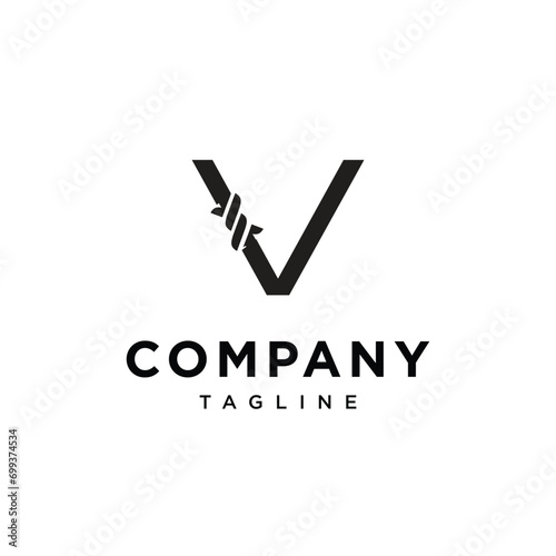 Letter V Fence Thorns Logo icon vector template.eps