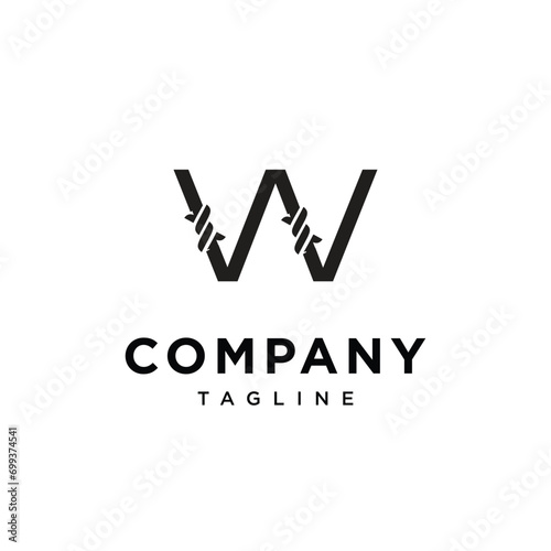 Letter W Fence Thorns Logo icon vector template.eps