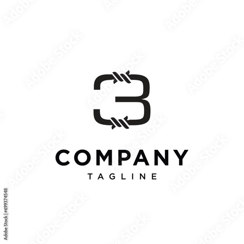 Number 3 Fence Thorns Logo icon vector template.eps