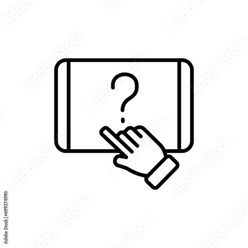 Mobile faq outline icons, minimalist vector illustration ,simple transparent graphic element .Isolated on white background