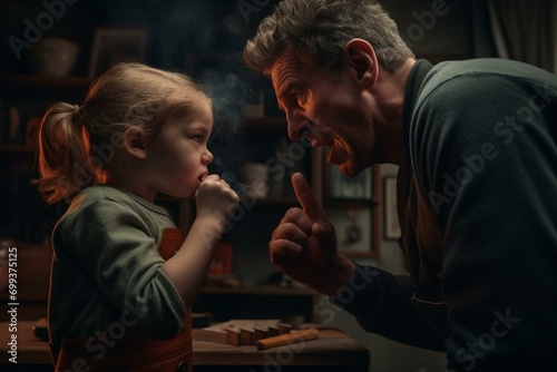 Father scolding child. Generative AI photo
