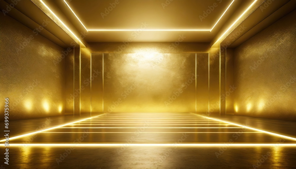 A gold minimal art space with empty room for background.