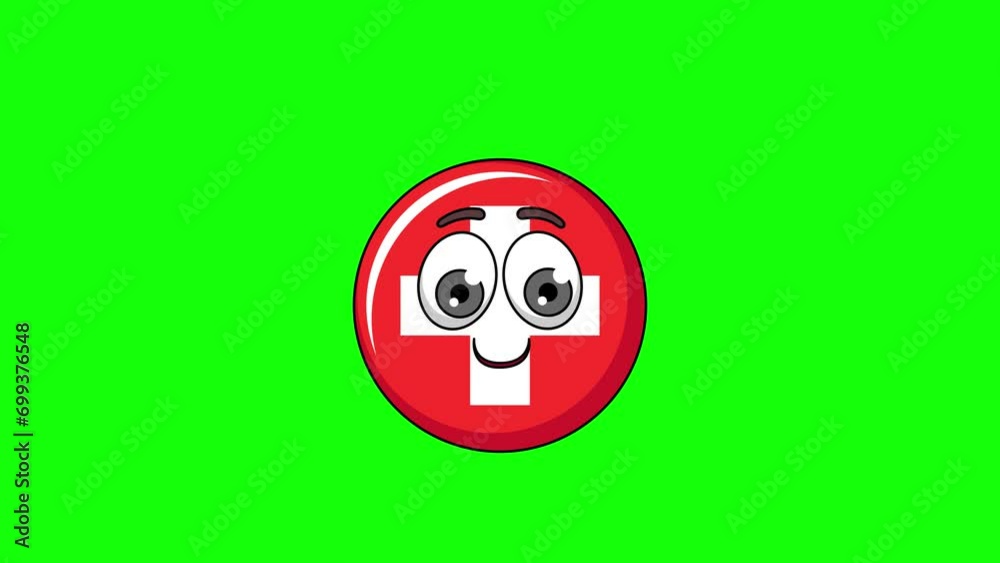 flag of swiss cartoon with a money face, emoji emoticon animation flag of swiss cartoon with a money face, emoji emoticon animation