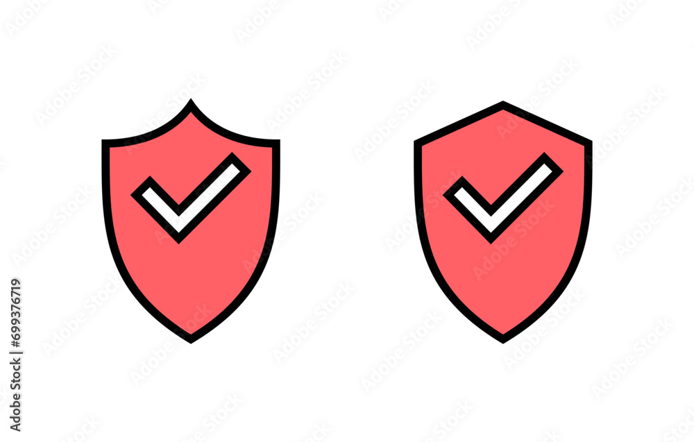 Shield check mark icon set illustration. Protection approve sign. Insurance icon Shield check mark icon set illustration. Protection approve sign. Insurance icon