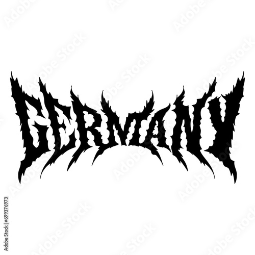 Germany word with death metal font hand drawing vector isolated on background.