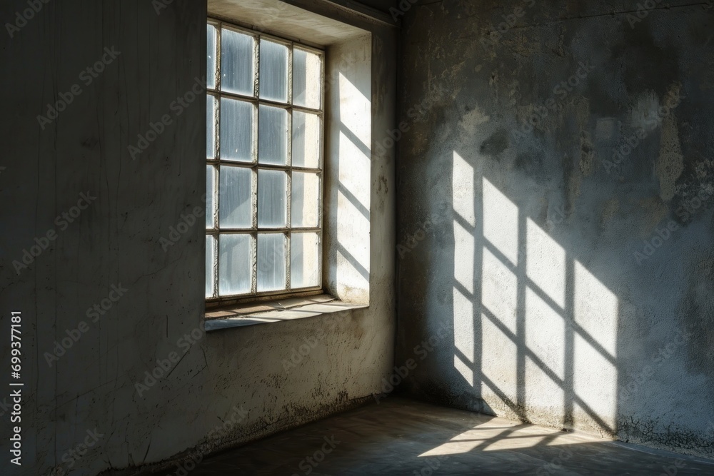 A window with light casting a shadow. Generative AI. A window with light casting a shadow. Generative AI.