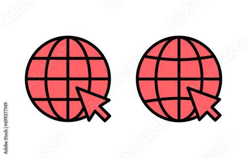 Web icon set illustration. go to web sign and symbol. web click icon. Global search icon