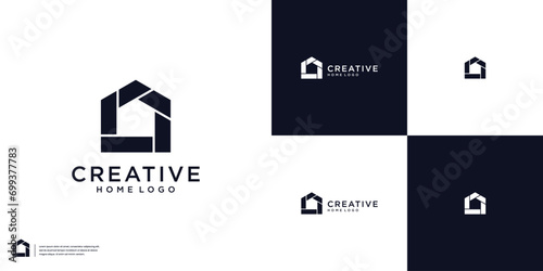 Minimalist home building logo design vector photo