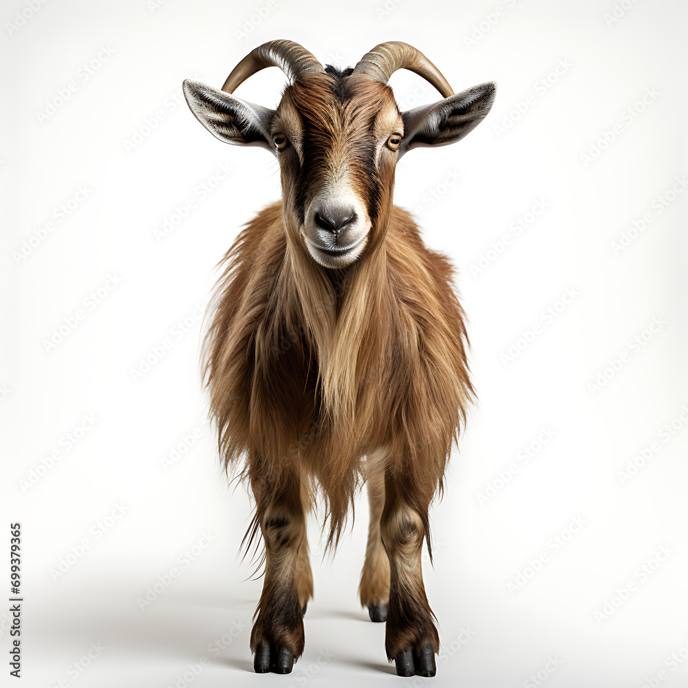 Obraz premium Goat, front view, white background.