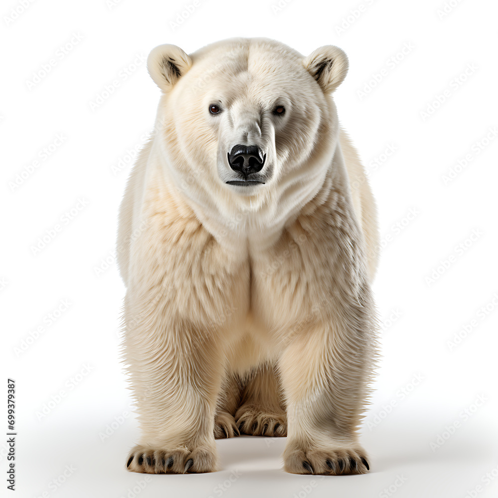 Fototapeta premium Polar Bear, Front View, White Background.