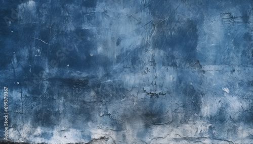 Dirty old wall with blue abstract grunge pattern generated by AI