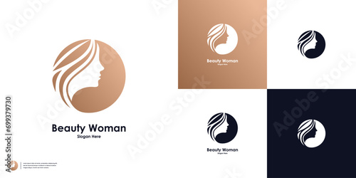 Luxury woman hair salon logo design inspiration