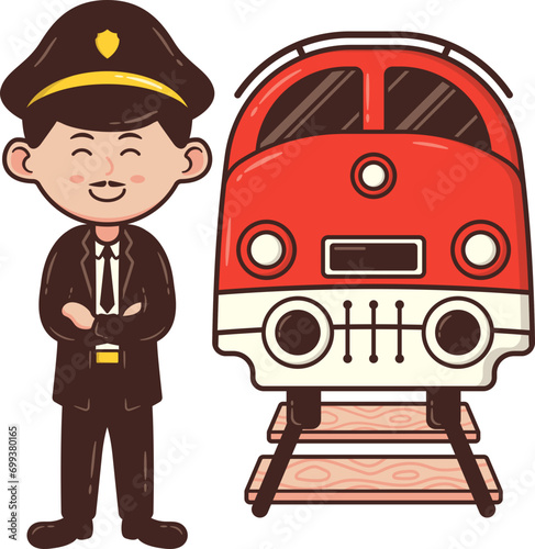 Illustration of the Machinist Profession beside the Train photo
