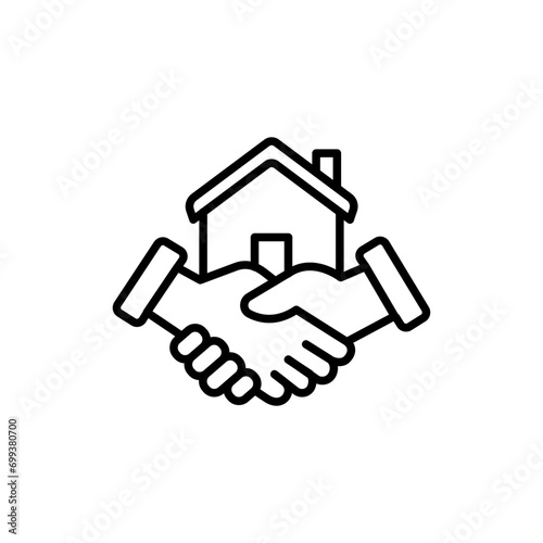 House agreement outline icons, minimalist vector illustration ,simple transparent graphic element .Isolated on white background