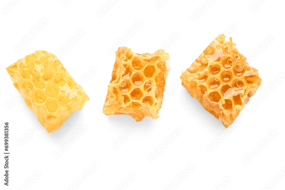 Sweet honeycombs on white background Sweet honeycombs on white background