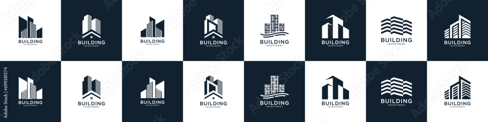 Set of abstract Real estate logo design template. Mega collection icon Building for your business - obrazy, fototapety, plakaty 