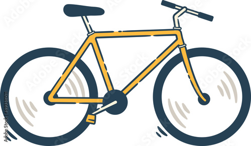 Hand Drawn Yellow Bike with Spinning Wheel 